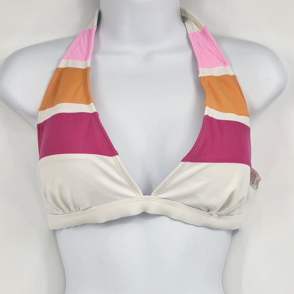 No Boundaries Bikini Top Women's 15/17 XL Fuchsia Pink Orange Halter Swimwear